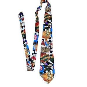 Neck Tie Cola restaurant food pizza popcorn pickle Novelty men's red/black/blue